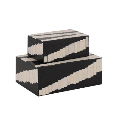 Kamari Geometric Inlay Decorative Nesting Box, Set of 2